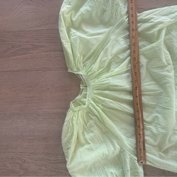 Ulla Johnson - Lime Green Embroidered Puff Sleeve Blouse W/ Mesh Trim Sz 10 - Picture 3 of 6